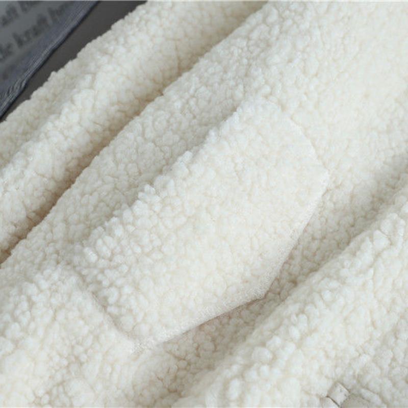 White Sweet Faux Lamb Wool Jacket Women Plus Velvet Thick Autumn and Winter Loose Sweater Warm Cardigan Jacket Casual Jacket