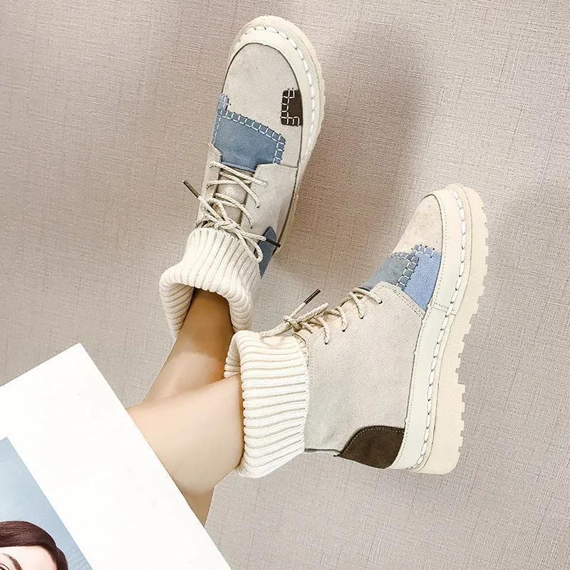 High-top Retro Women's Martin Boots Autumn and Winter All-match Flat Ankle Boots Student Snow Boots