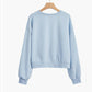 Blue Irregular Sweatshirts Women's Spring and Autumn Round Neck Pullover Short Top Design Sense