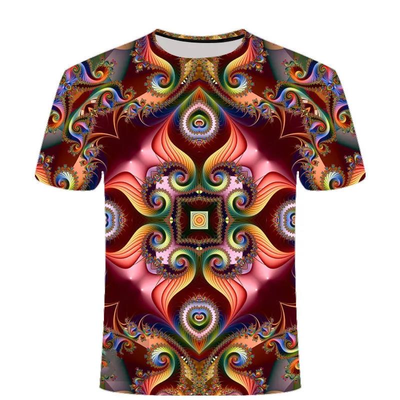 3D Swirl Print Shirt Summer Men T-shirt Personality Streetwear High Street Half Sleeve Tees Casual Breathable Pullover