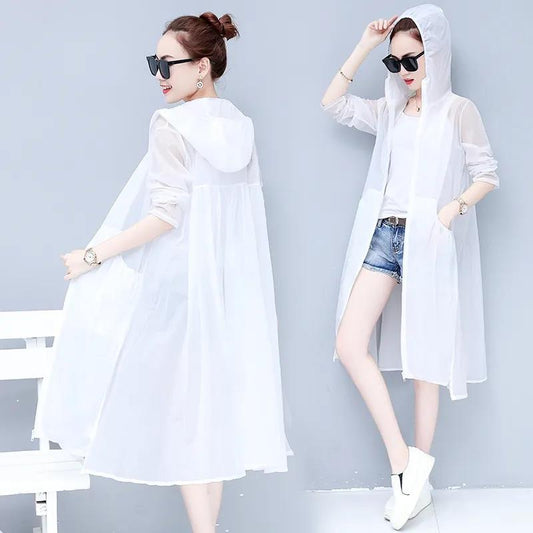 Spring and Summer Breathable Sun Protection Clothing Women's Mid-length Loose Large Size Sun Protection Clothing Women's Thin Coat