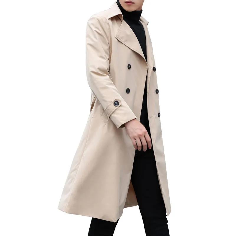 Autumn Men's Over-the-knee Business Suit Collar Windbreaker Slim Casual Comfortable New Mid-length Coat