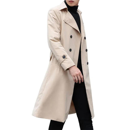 Autumn Men's Over-the-knee Business Suit Collar Windbreaker Slim Casual Comfortable New Mid-length Coat