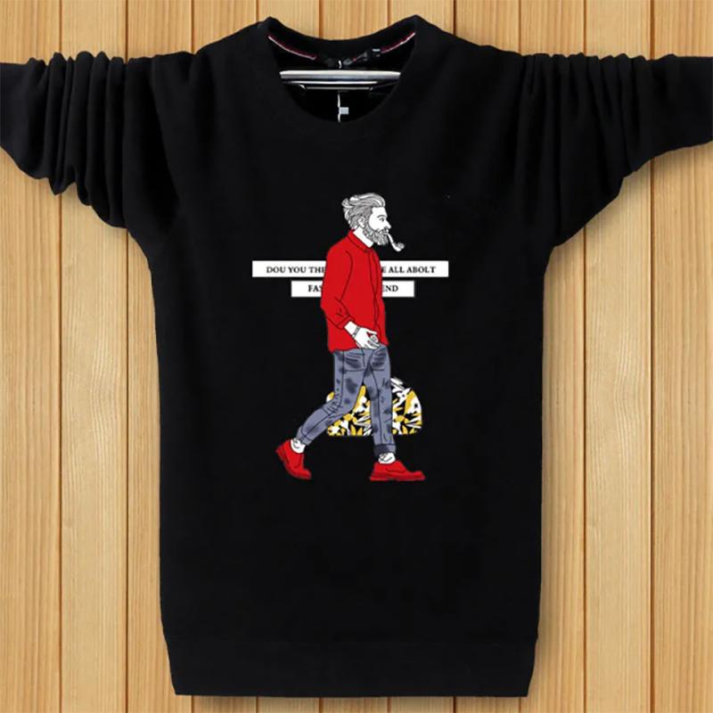 Winter Men's Sweatshirts Thick Youth Warm Pullover Sweater Cotton Plus Velvet Long-sleeved Loose Sweater