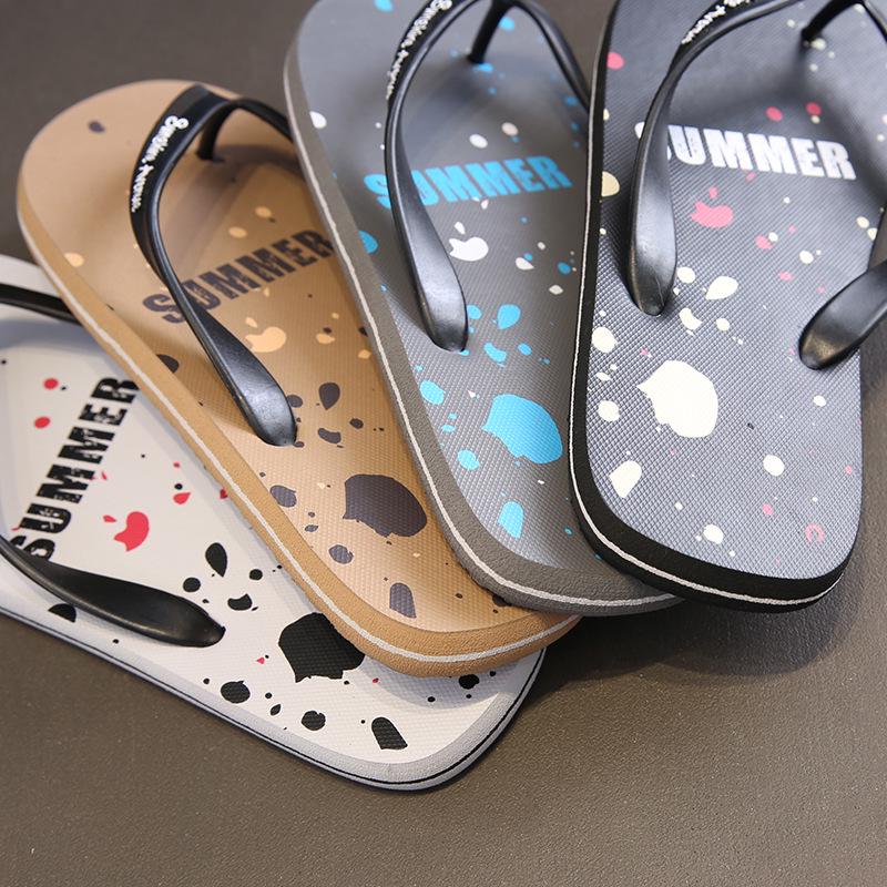 Summer Men Slippers Flat Flip Flops Beach Shoes Indoor & Outdoor Bathroom Cartoon Pattern EVA Shoes Slip on Slippers Male Shoes