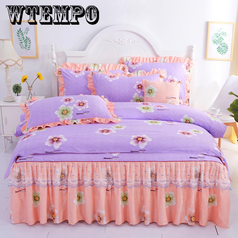 Home Supplies Kit Bedding Cotton Four-piece Winter Soft Solid Color Bed Dress Set