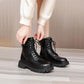 Leather Boots Women Winter Shoes Black Ankle Booties Platform Shoes Fashion Fall Shoes Flat Warm Fur Boots