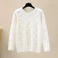 Autumn Winter Large Size Versatile Sweater Women's Loose Round Neck Long Sleeve Knitted Pullover