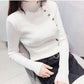 Pofulove Thick Autumn Winter Half-high Collar Tight Knit Bottoming Female Students Hedging Sweater
