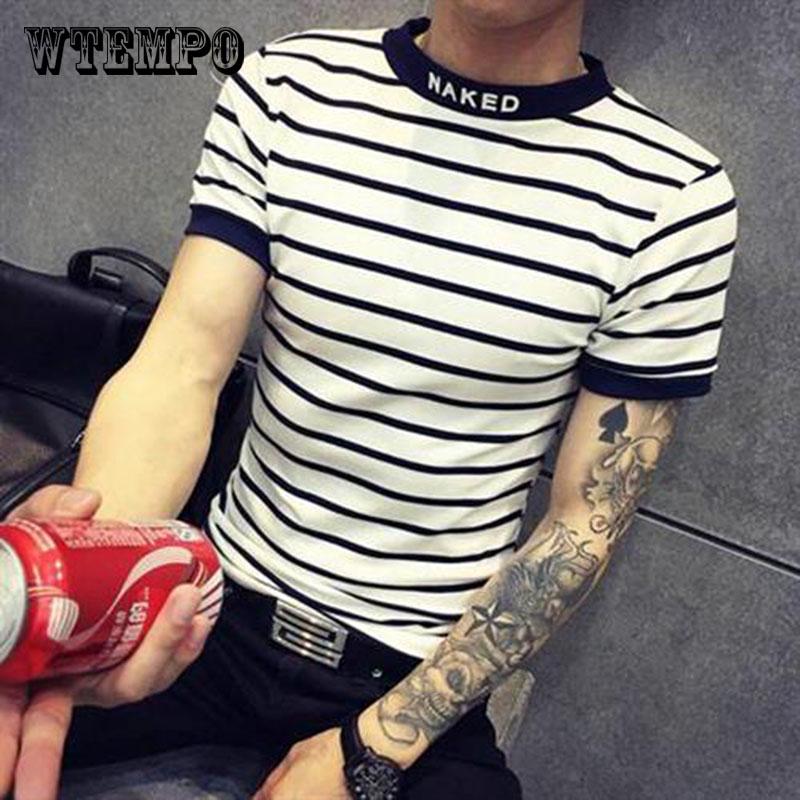 T Shirt Mens  Striped streetwear T-shirts letter print hip hop Tee Short Sleeve High Quality