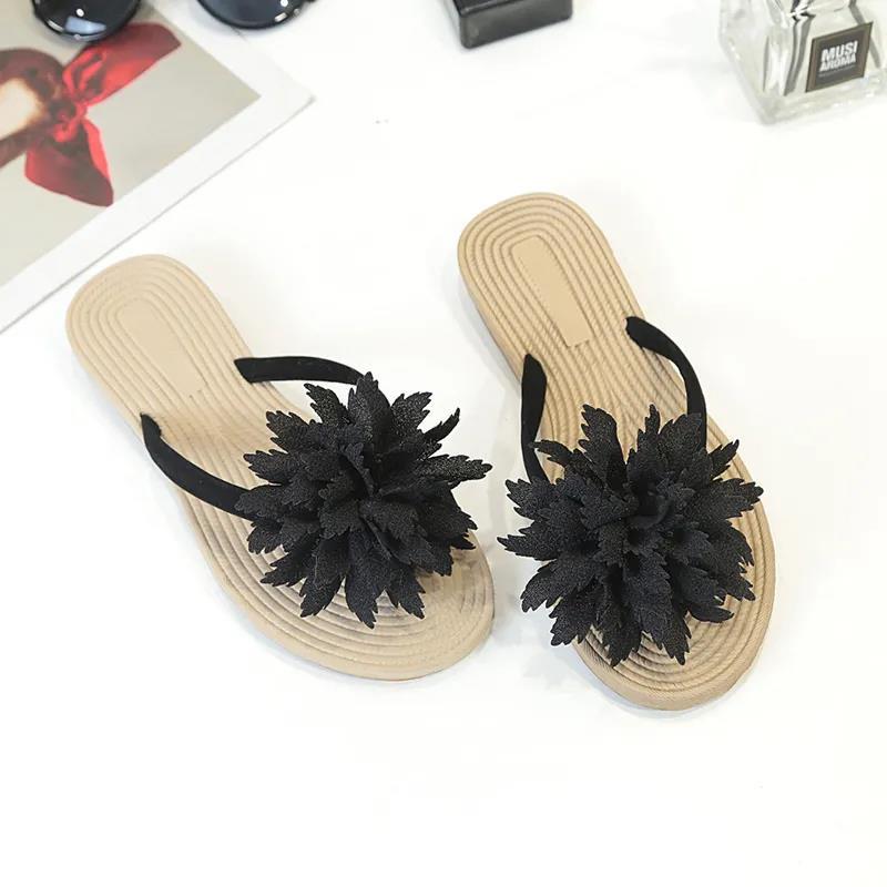 Beach Sandals and Slippers Sweet Big Flowers Flat Sandals and Slippers Female Flip Flops Student Flip Flops