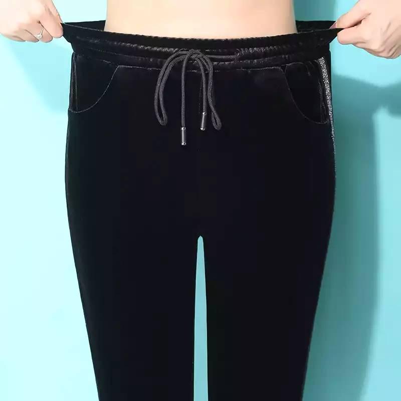 Women's Thick Velvet Wide-leg Pants High-waist Trousers Slim Slimming Casual Micro-flared Pants