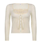 Women's Long Sleeve T-Shirt Y2K Sweet Cute Crop Top Lace Frill Bow Pullovers Vintage Square Collar T Shirt Korean Tees