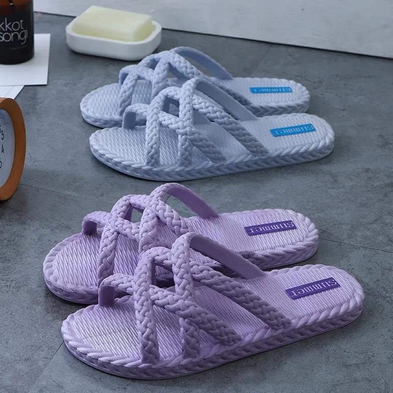 Women's Summer Slippers Soft Bottom Indoor Mute Non-slip Household Bathroom Slippers Large Size Deodorant Couple Slippers