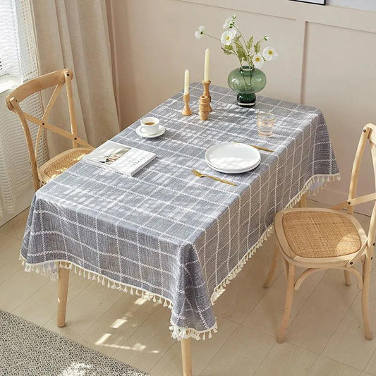 Waterproof and Oil-proof Table Cloth Rectangular Household Living Room Cotton and Linen Tablecloth