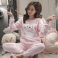 Winter Female Coral Fleece Cute Indoor Pajamas Korean Student Long-sleeved Thick Flannel Plus Size Home Service Suit