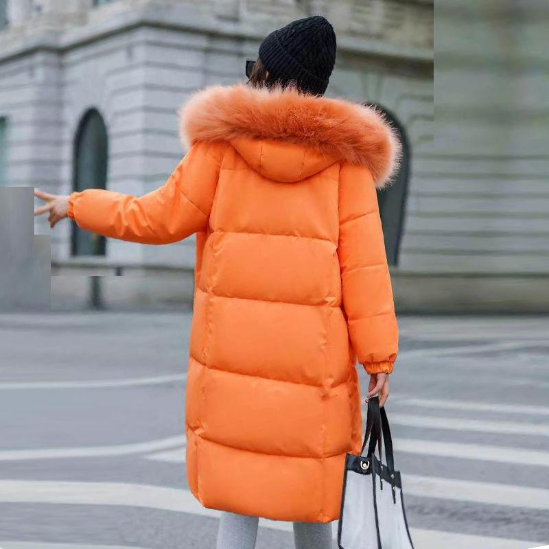 Good Quality Winter Cotton-padded Jacket Women's Mid-length Down Padded Jacket Thickened Warmth Over The Knee Large Fur Collar Padded Jacket