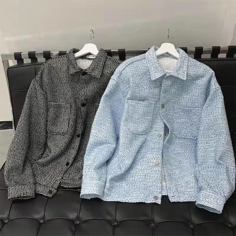 Temperament Jacket Men's Xiaoxiang Wind Lapel Early Autumn Long-sleeved Couple Casual Loose All-match Top Long-sleeved Warm Jacket