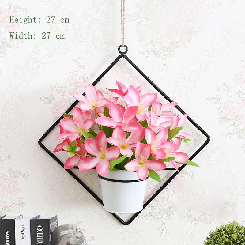 Pendant Simulation Plastic Flower Basket Living Room Wall Decoration Floral Potted Plant Home Hanging Wall Hanging Decoration Artificial Flower Wall