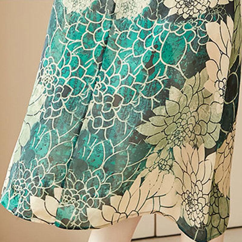 Women's Print Sleeveless Round Neck Dress Summer Loose Mid Length Skirt