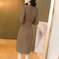 Shirt Dress Women Elegant Button Sash Belt Office Ladies Dresses Summer Ladies Khaki Work Dress