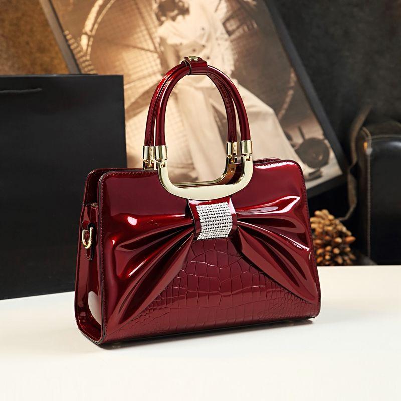 European and American Fashion Bow Leather Shoulder Messenger Handbag Middle-aged Ladies Bag