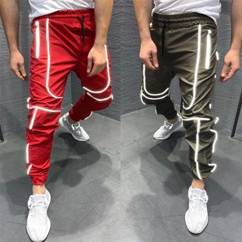Sports Pants Men's Spring and Autumn Loose and Quick-drying Casual Trousers Luminous Striped Sweatpants Running Fitness Pants Tide
