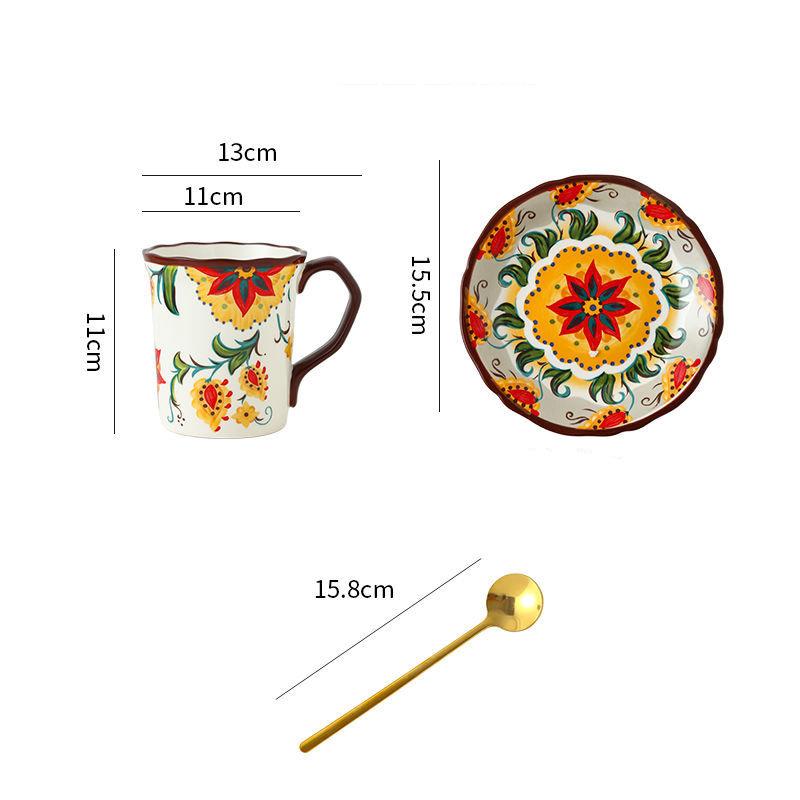 Bohemian Cup and Saucer Package Ceramic Cup Breakfast Milk Cup Net Red Water Cup Household Cup High-value Mug