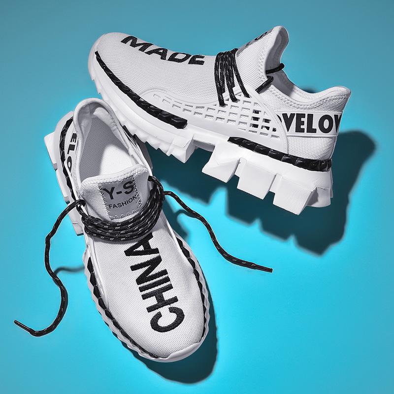 Non-slip Breathable Flying Woven Coconut Sneakers, Square Bottom Fashion Youth Casual Men's Shoes 36-44