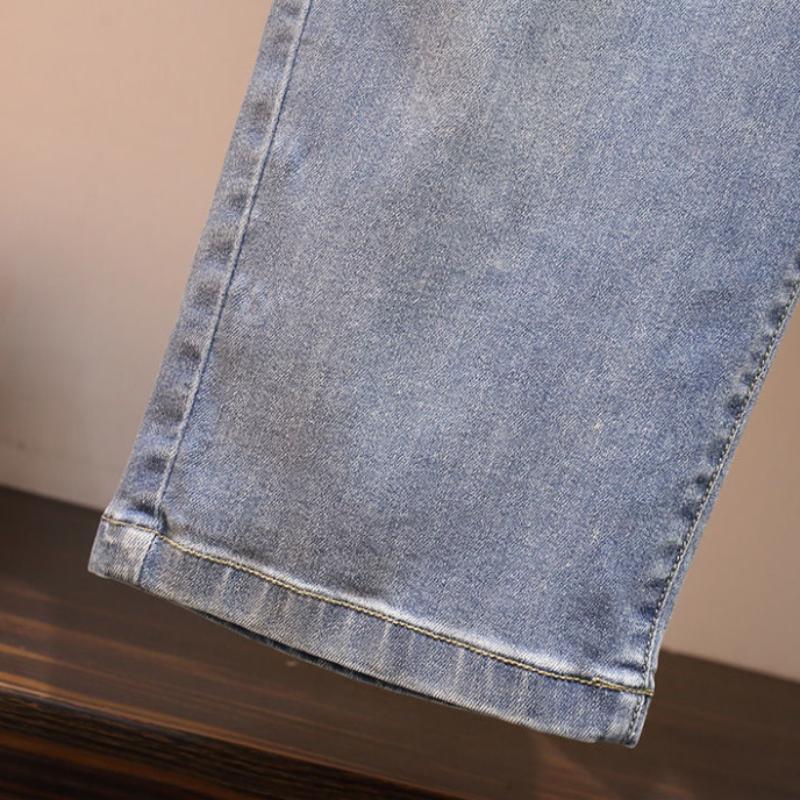 Large Size Cropped Jeans Women's Shorts Summer Thin Section Was Thin Elastic Waist Fat Sister Loose Harem Pants