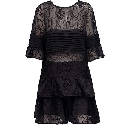 WTEMPO Sexy Black Lace Suit Women Shirt Elastic Waist Shorts Ruffle Plus Size Casual Two-piece Suit
