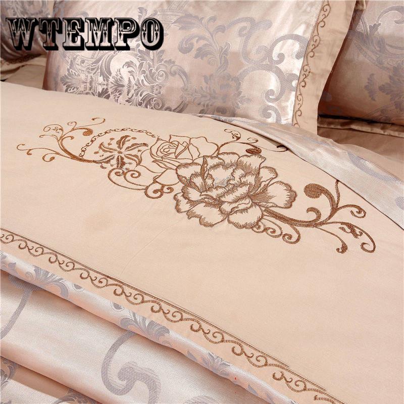 4pcs Luxury Jacquard Bedding Set Queen King Size Bed Linen Quilt Cover Comfortable Floral Print Duvet Cover
