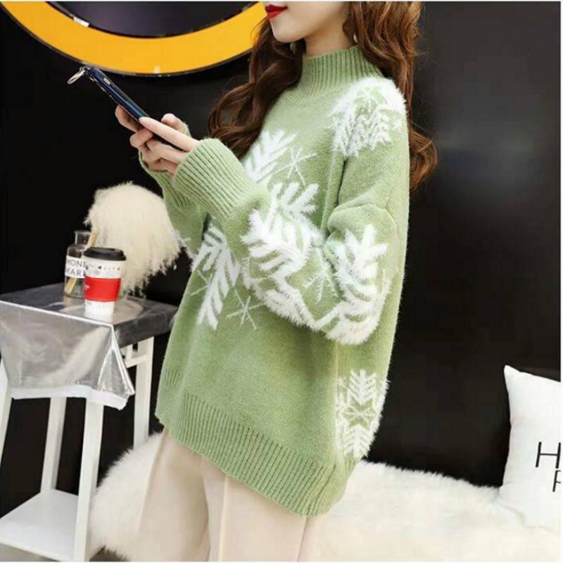 Pofulove red Christmas half turtleneck sweater lazy wind loose Korean thick autumn and winter new student hedging