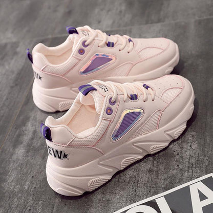Summer Female Student Sports Shoes Korean Casual Height-increasing Shoes Mesh Breathable Running Shoes