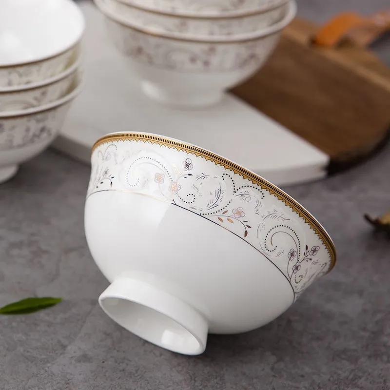 Jingdezhen Household Rice Bowl Ceramic Bowl Set Eating Bowl Small Bowl Japanese Tableware Bowl Ceramic Tableware