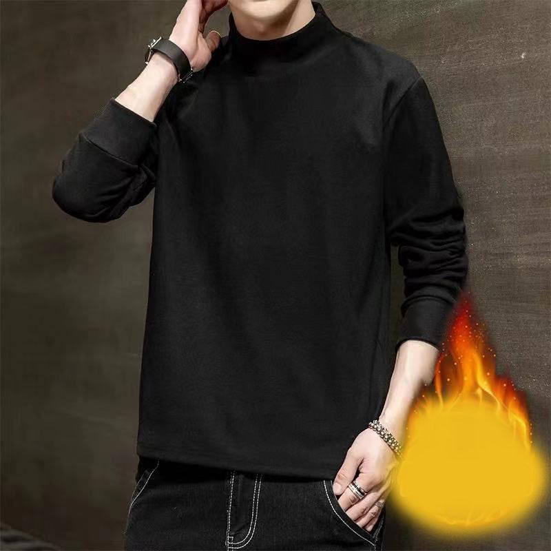 Winter Half-high Collar Men's Plus Velvet Loose Loose Bottoming Shirt To Keep Warm and Comfortable