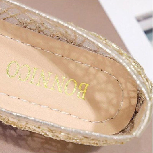 Ladies Sandals Summer Korean Version All-match Thick Heel Shoes Fashion Casual Breathable Mesh Beanie Shoes