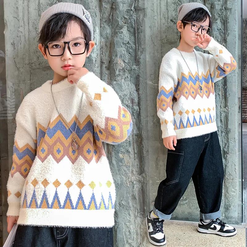 Boys and Girls Sweaters Autumn and Winter Children's Clothing Thickened Warm Bottoming Sweater Knitted Sweater