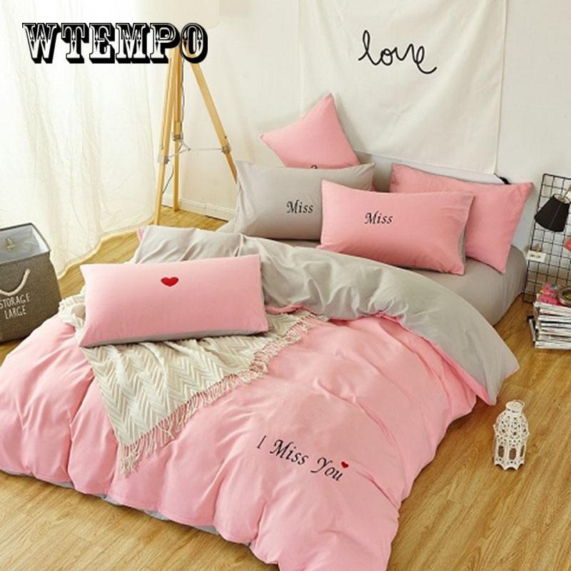 I MISS YOU Bedding Set Applique Embroidery Duvet cover set Bed Sheet Pillowcases Queen King