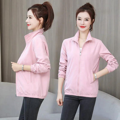 Double-lacing Belt Libuchi Autumn Women's Small Fragrant Wind Jacket Female Stand Collar Casual Loose Jacket Coat