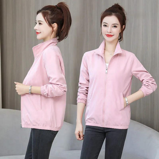 Double-lacing Belt Libuchi Autumn Women's Small Fragrant Wind Jacket Female Stand Collar Casual Loose Jacket Coat