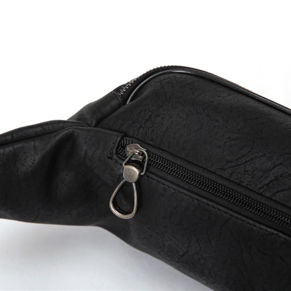 Casual Waist Bag Black Leather Rivet Chest Bag Mobile Phone Bag Outdoor Sports Shoulder Bag