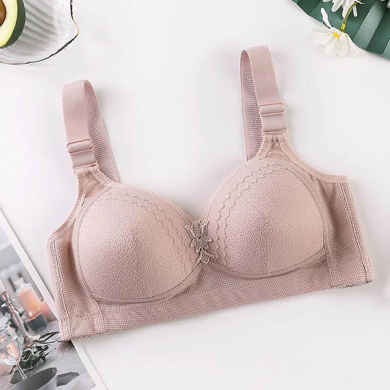 Thin Bras No Steel Ring Adjustable Gathering Underwear Feminine Simple Traceless Full Cup Comfortable Breathable Push-Up Bra