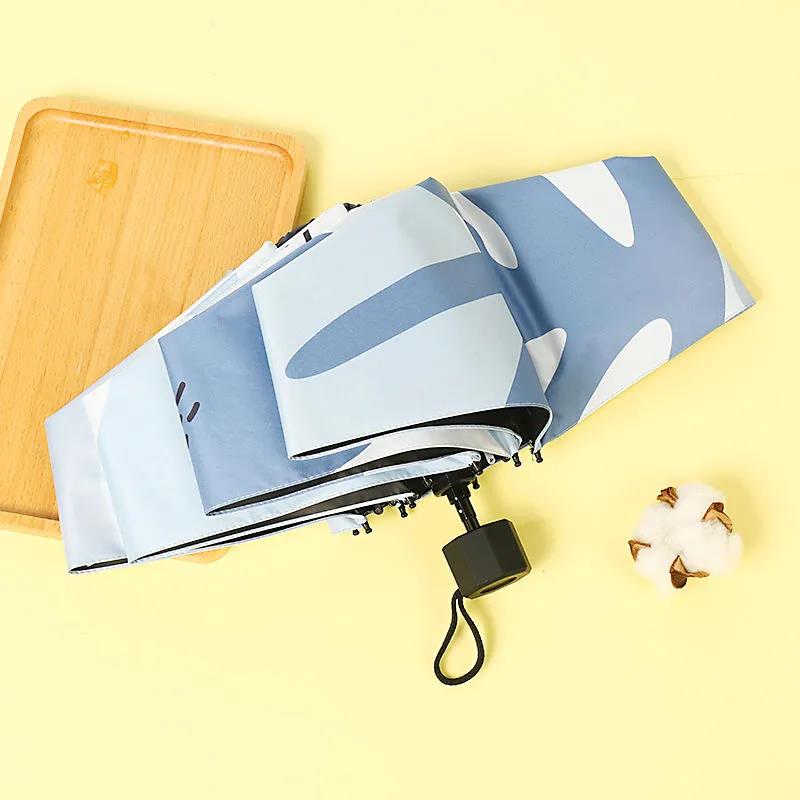 Sunshade Sun Umbrella Female Black Glue Sunscreen Anti-ultraviolet Folding Sunny Umbrella Dual-use Compact Portable Umbrella Student Automatic