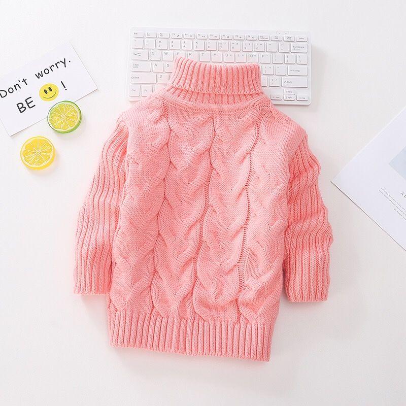 Autumn Winter Children's Sweaters Boys' Round Neck Sweaters Girls' Thickened Bottoming Pullovers Baby Turtleneck Sweaters