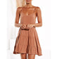 Women's Summer V-Neck Sleeveless Beach Pleated Loose Casual T-Shirt Dress
