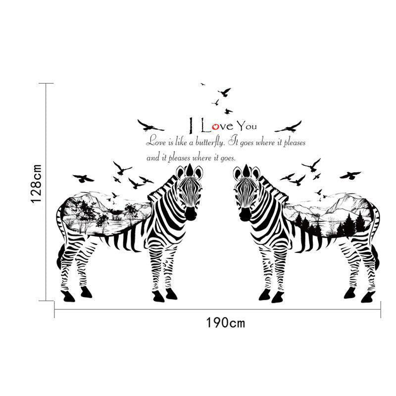 [Wall sticker ]2 Zebra Sketch Animals Wall Stickers For Kids Rooms Home Decor Living Room Bedroom Ki