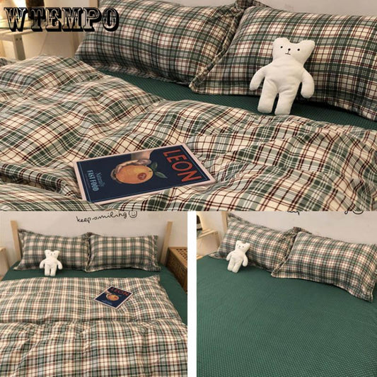 Home Duvet Cover Set Soft Cotton Comforter Cover Pillowcase Set Twin Queen Four-piece Household Bed Cover Set