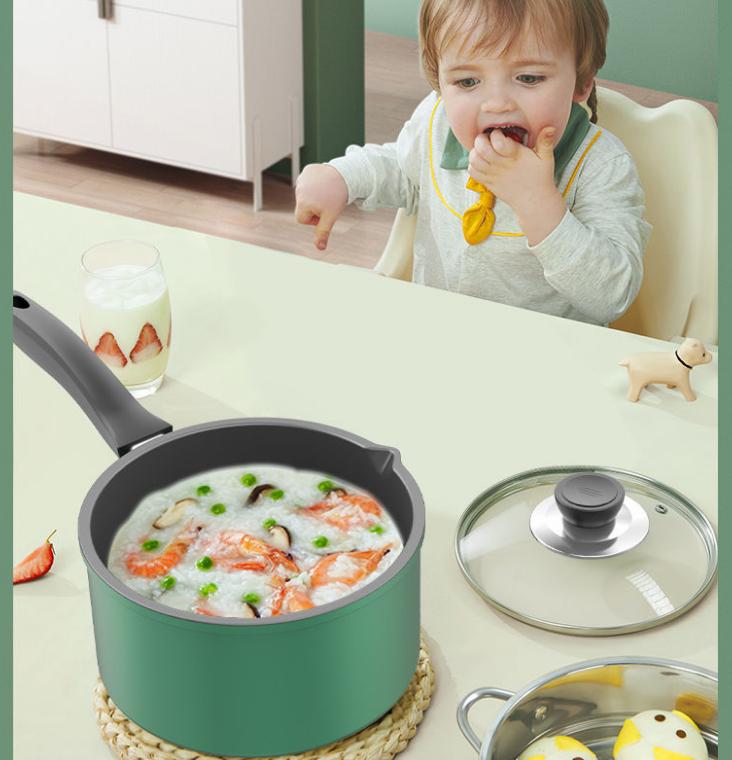 Milk Pot Green Non-stick Pot Household Baby Food Supplement Pot Baby Milk Pot with Milk Noodle Soup Pot