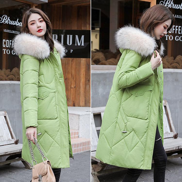 Winter Fur Collar Women's Cotton-padded Jacket Mid-length Slim-fit Padded Jacket Thickened Fashion Slim Coat